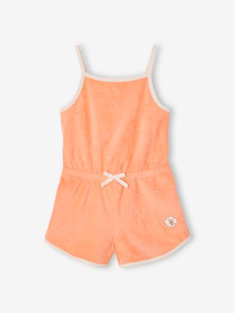 Badstof korte jumpsuit voor meisjes perzik - vertbaudet enfant 