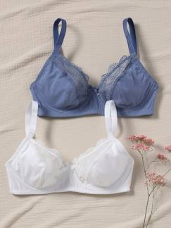 Zwangerschapskleding-Lingerie-Set van 2 zwangerschapsbeha's van biologisch katoen en kant