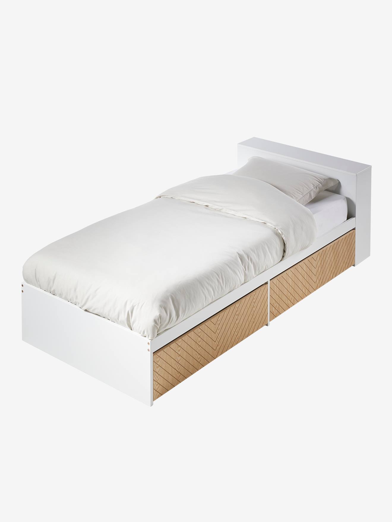 Kinderbed met laden + boekenkast wit