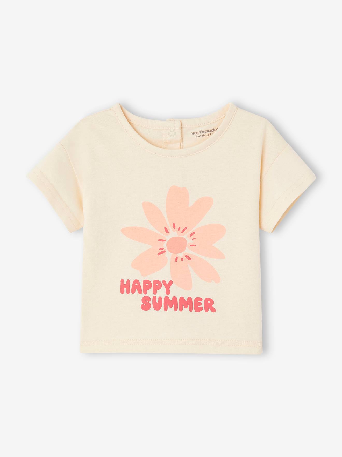 Babyshirt "Happy summer" met korte mouwen ecru
