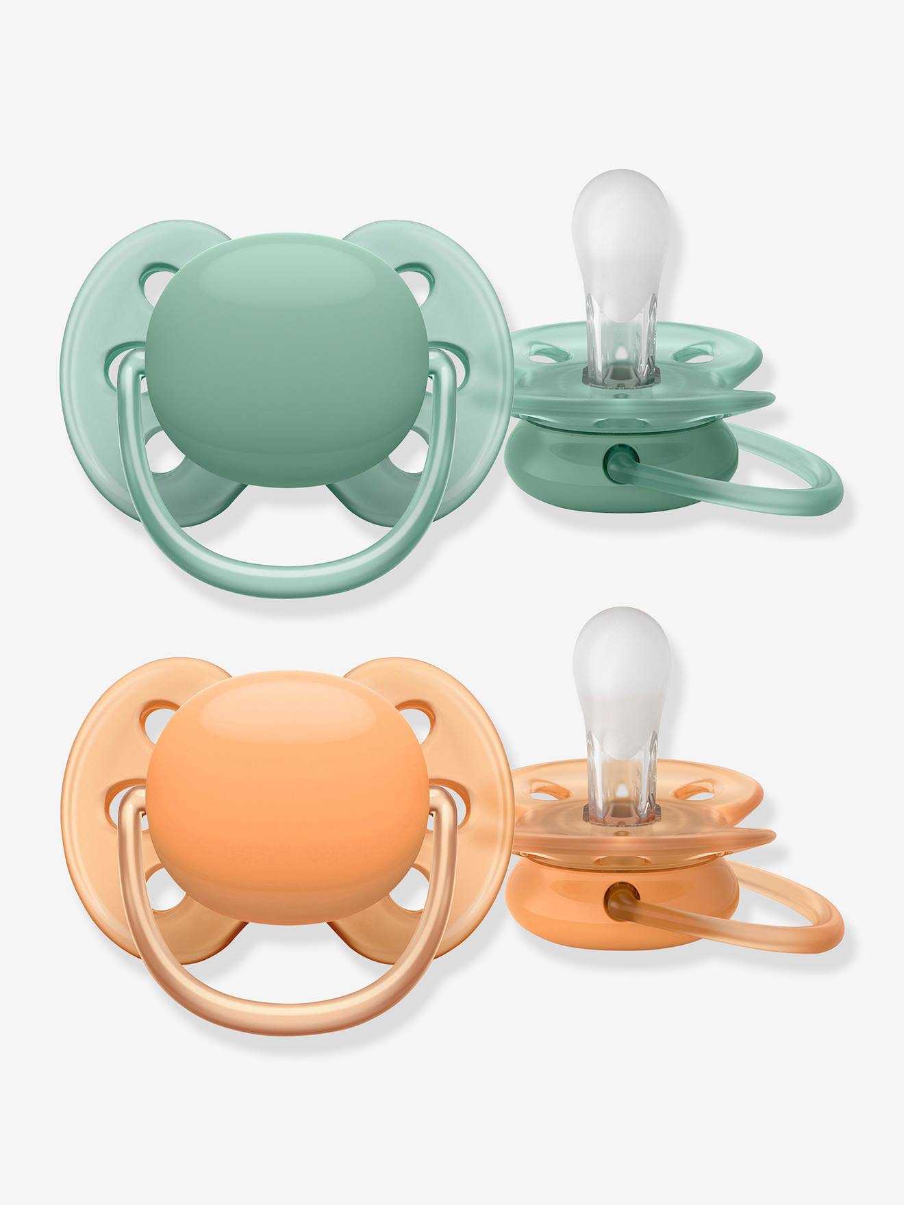 Set met 2 ultra soft fopspenen 1e leeftijd blauwgroen