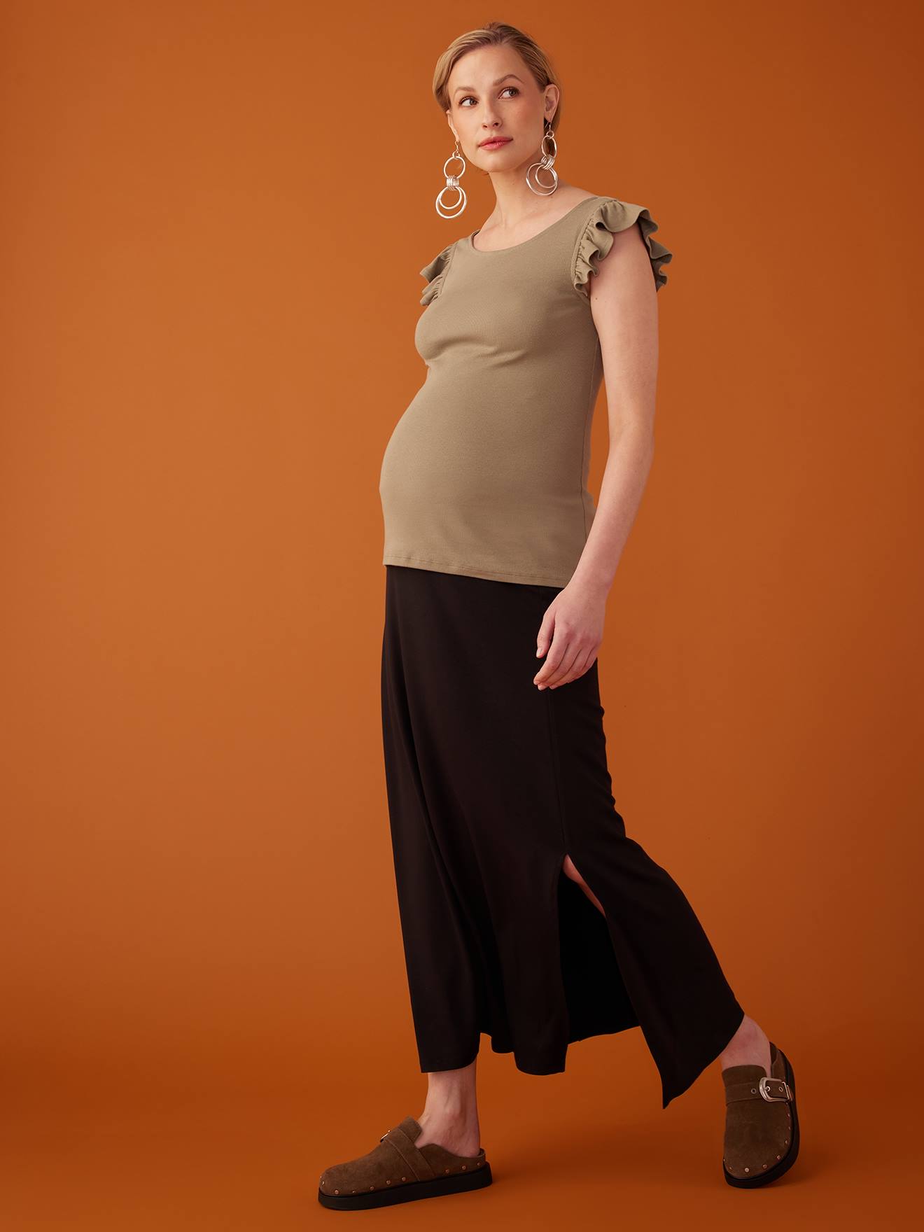 Lange zwangerschapsrok van tricot ENVIE DE FRAISE zwart