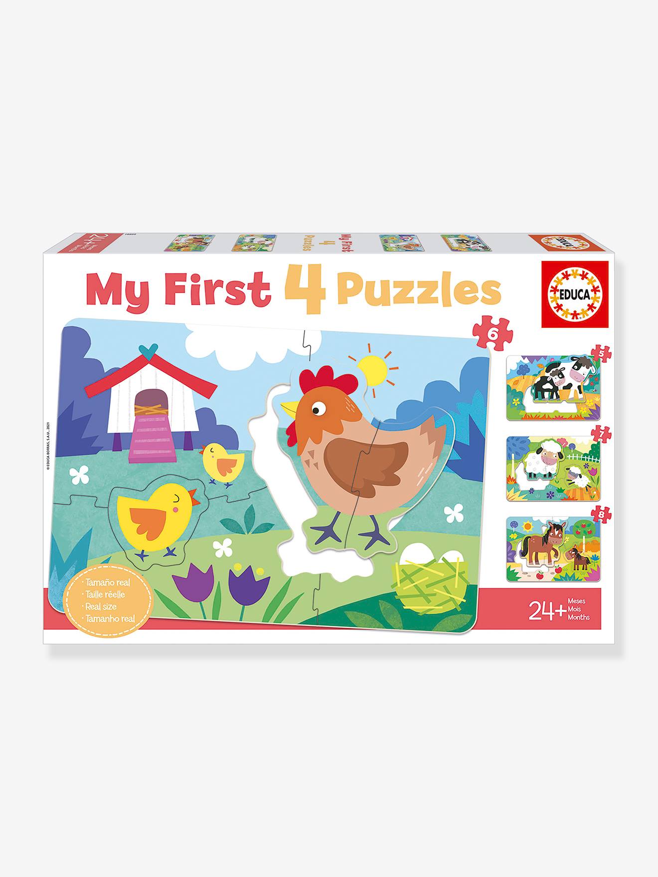 Mijn eerste puzzel mama en baby op de boerderij - EDUCA - 4 puzzels 5/8 stukjes meerkleurig
