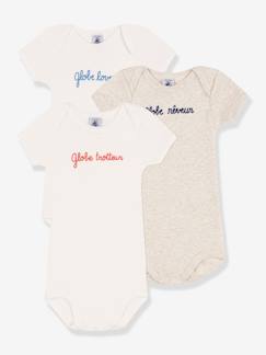 Baby-Set van 3 rompertjes met korte mouwen Globetrotter van katoen PETIT BATEAU