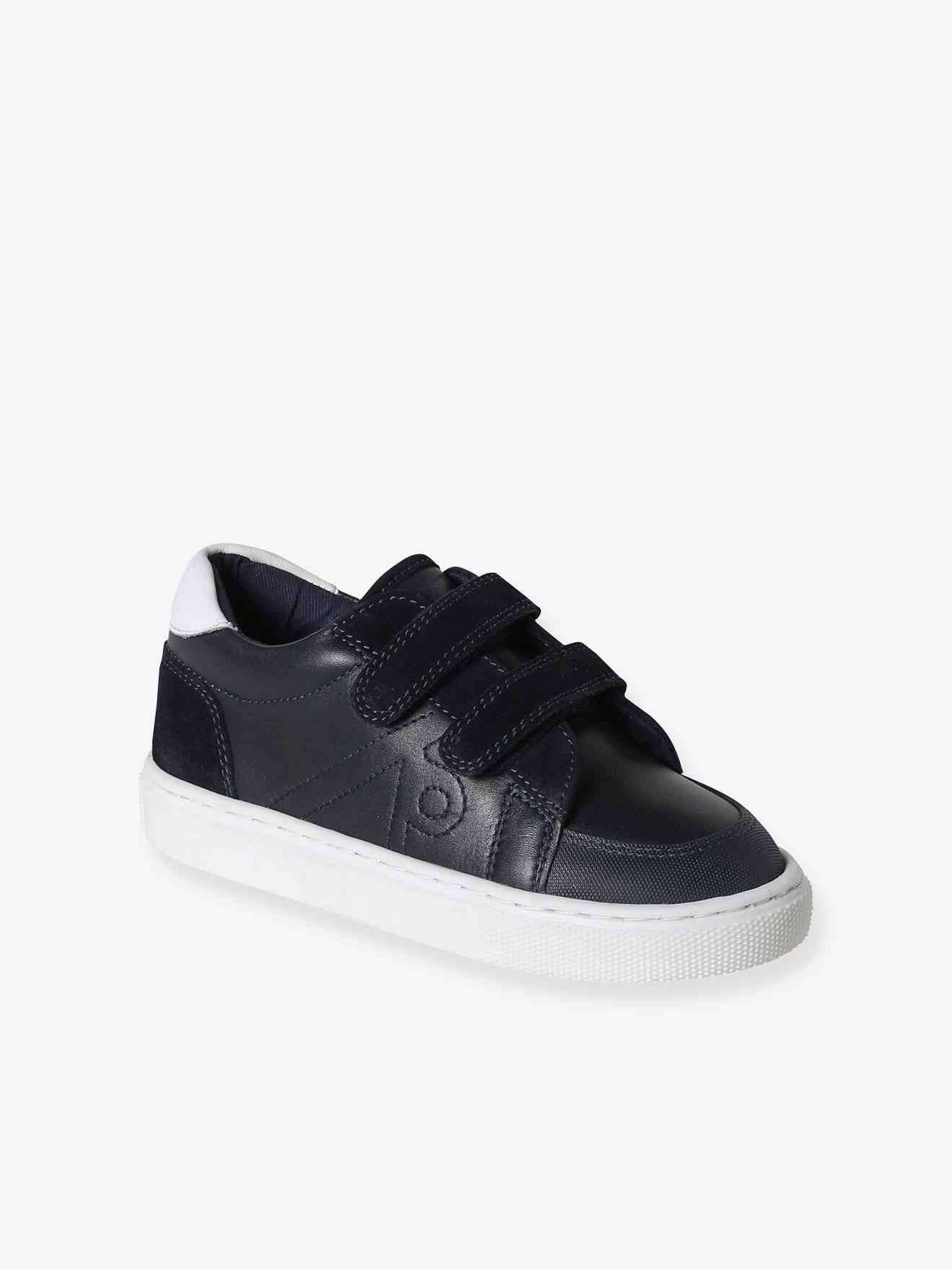 Leren sneakers met klittenband, kleutercollectie marineblauw