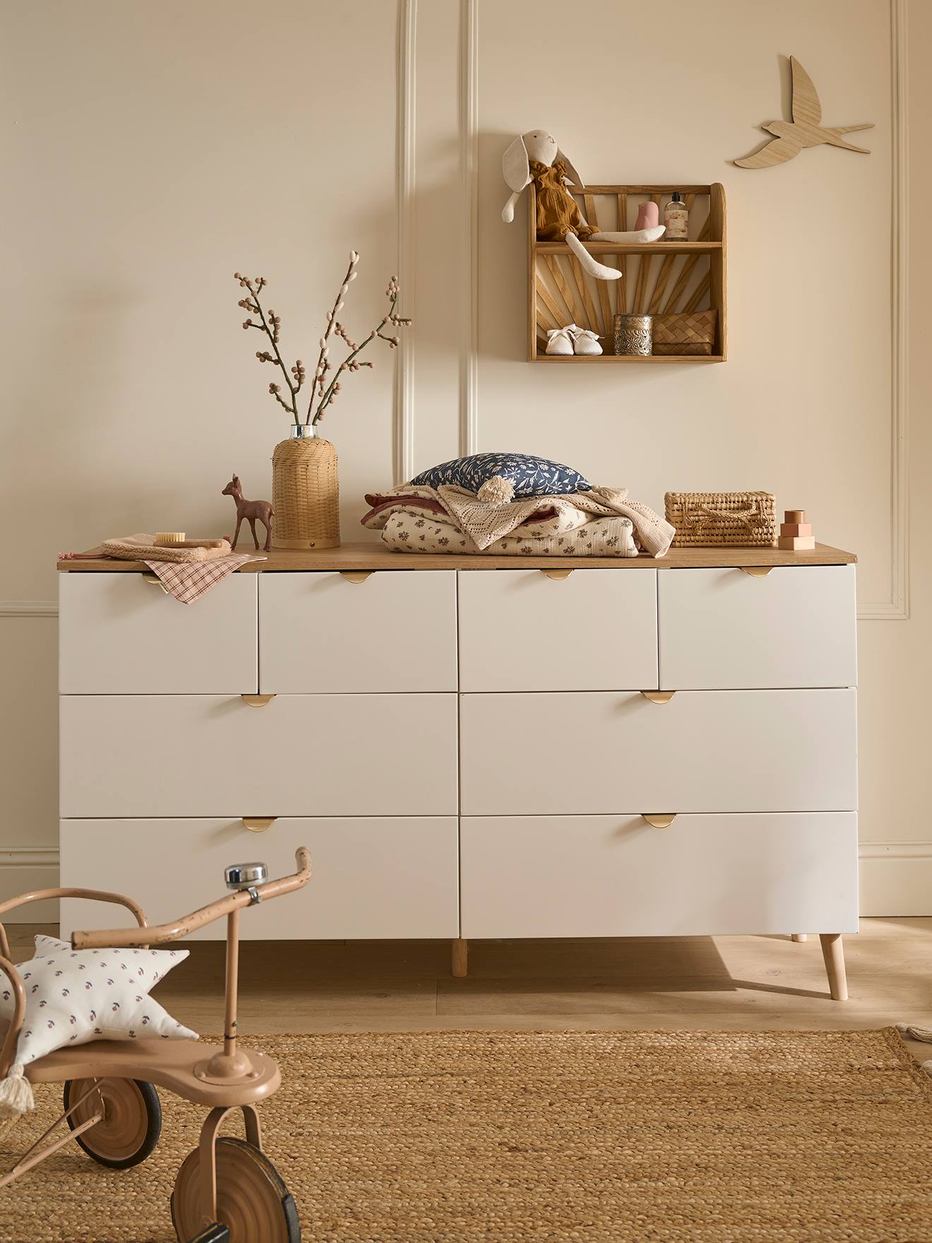 Commode AKORD K120 Wengé - Blanche 120 cm 10 tiroirs