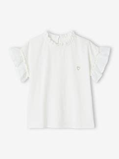 Meisje-T-shirt, souspull-Meisjesblouse van twee materialen