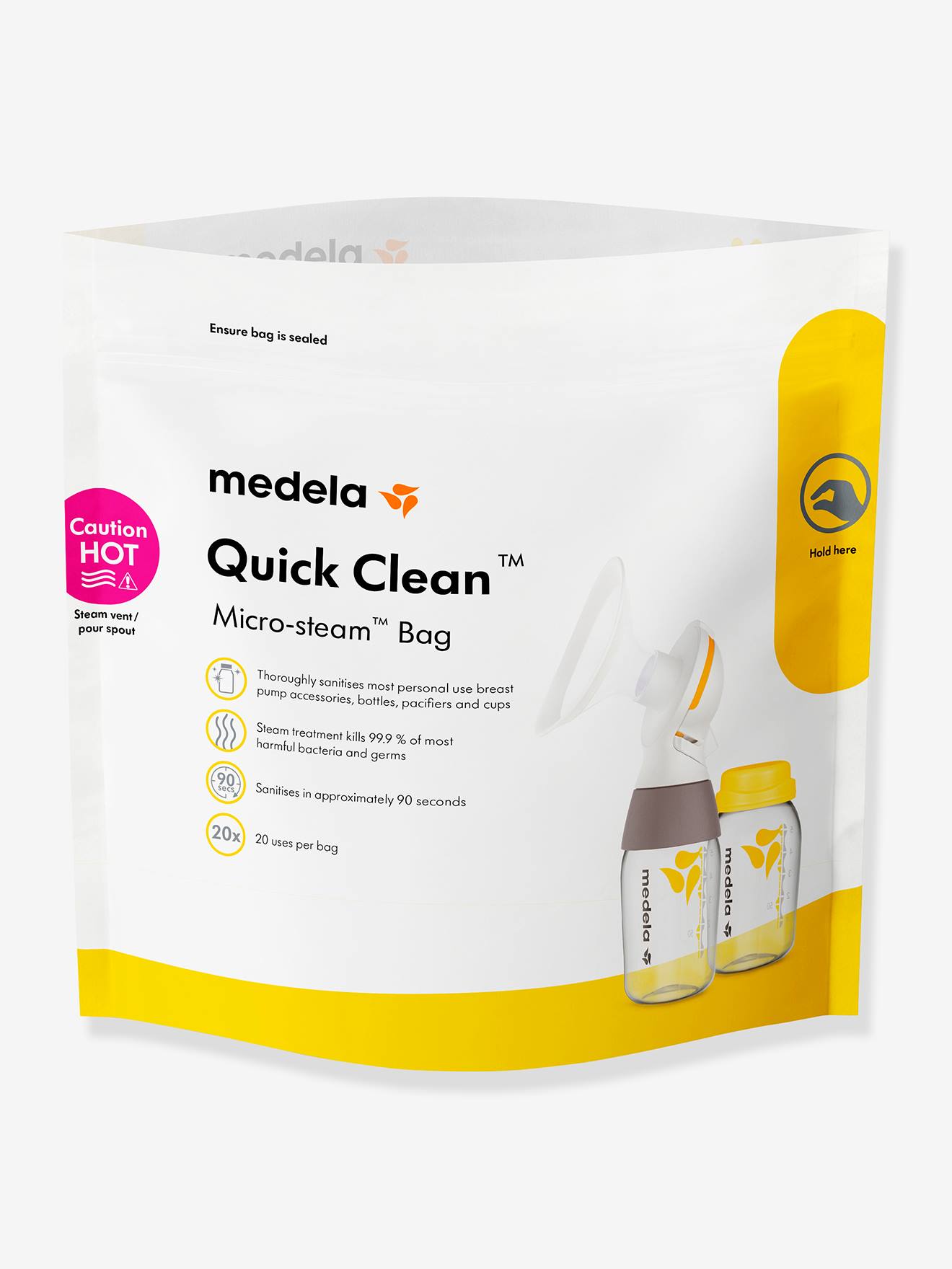 Doos van 5 desinfectiezakjes Quick Clean MEDELA voor magnetrons doorzichtig afbeelding