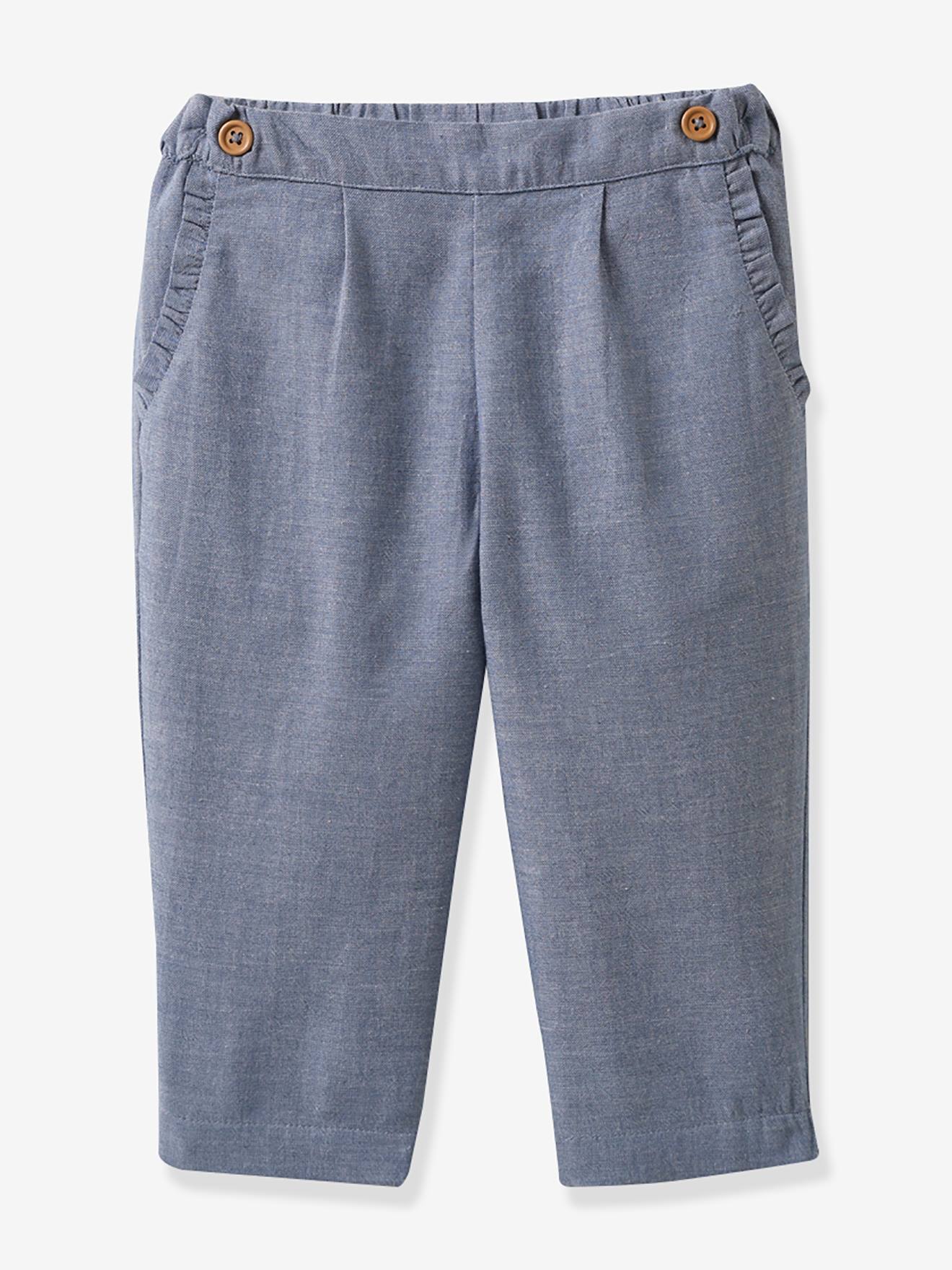 Chambray-broek voor baby's CYRILLUS blauw