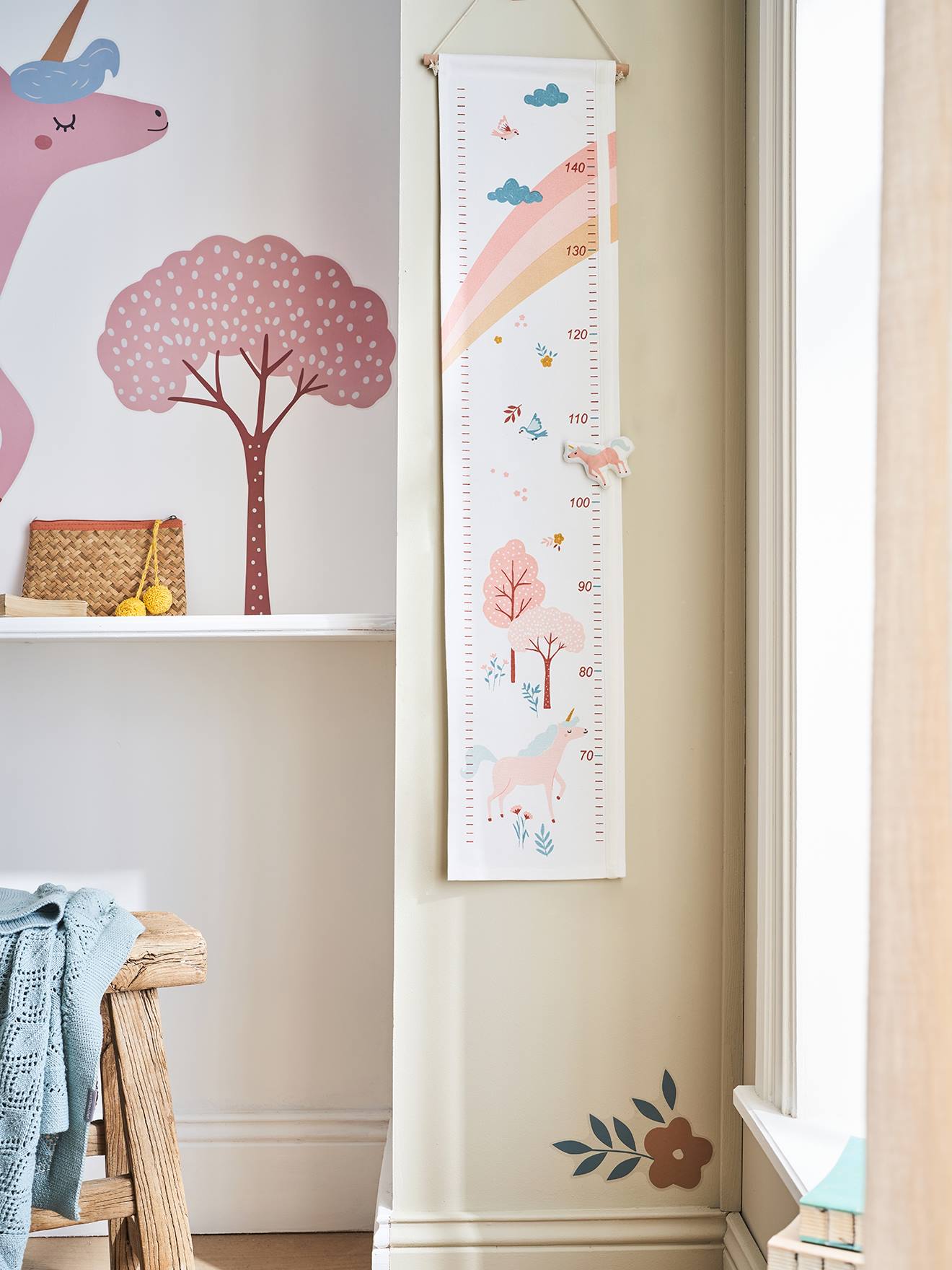 Textiel meetlat eenhoorn roze, bedrukt
