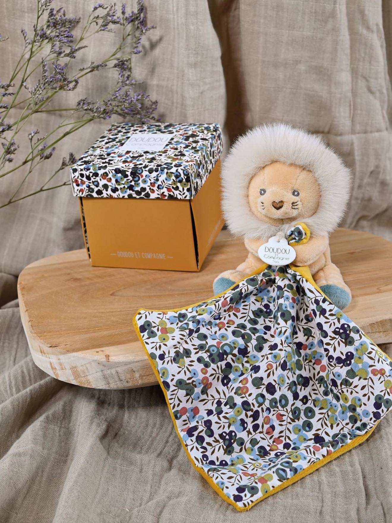 Pop + knuffel 12cm boh'aim - DOUDOU ET COMPAGNIE geel