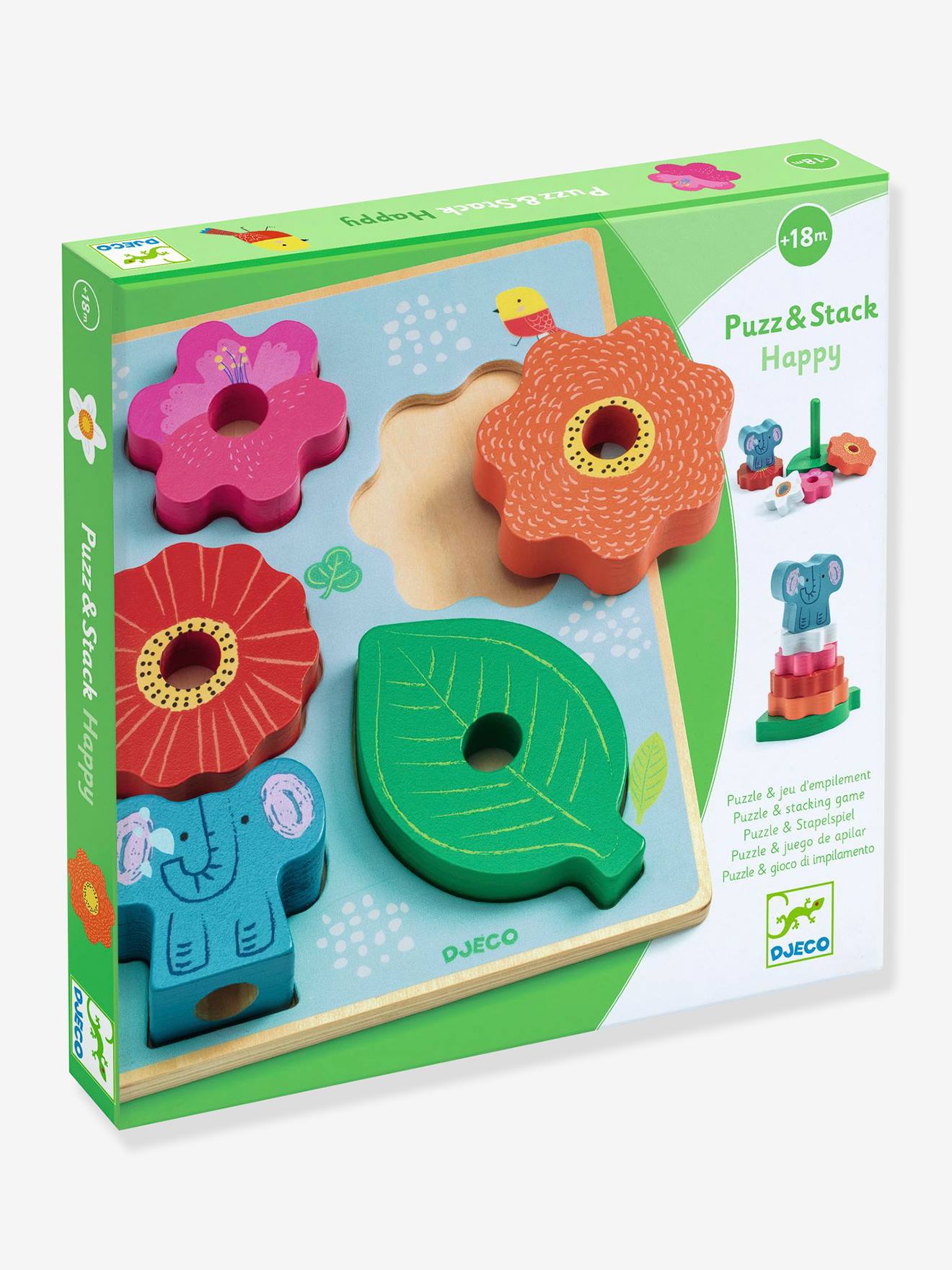 Nestel- en stapelpuzzel "Puzz & Stack Happy" - DJECO meerkleurig