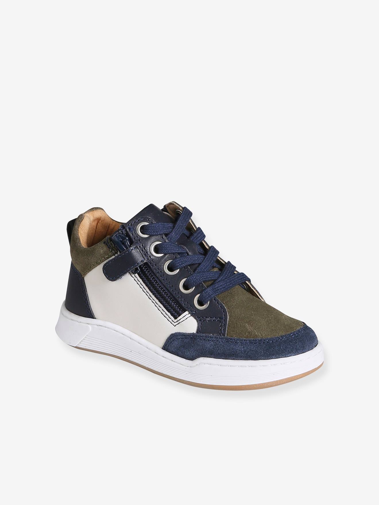 Sneakers voor jongens met veters en rits marineblauw