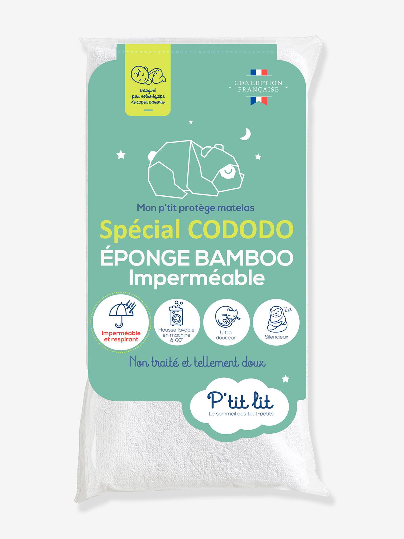 Speciale onbehandelde bamboe waterdichte plaat voor CODODO P'TIT LIT wit