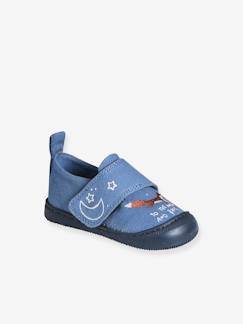 Schoenen-Denim stoffen sloffen met klittenband voor baby