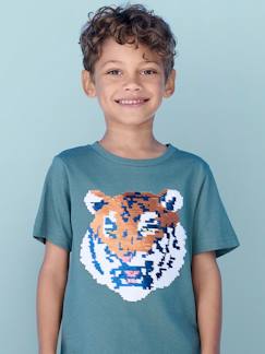 Jongensshirt met motief in omkeerbare pailletten Basics  - vertbaudet enfant