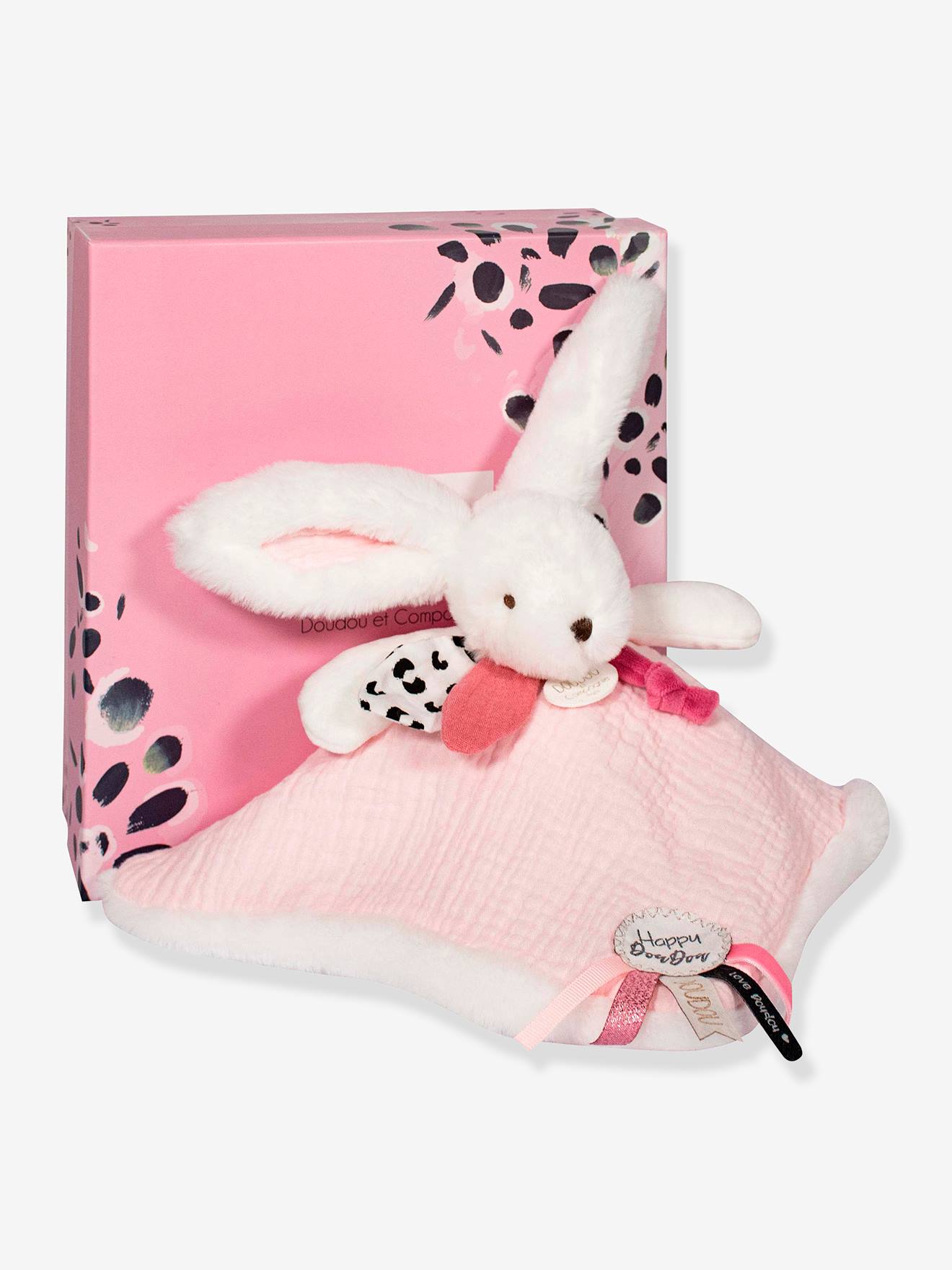 Happy knuffel luierstof 25cm - DOUDOU ET COMPAGNIE rozen