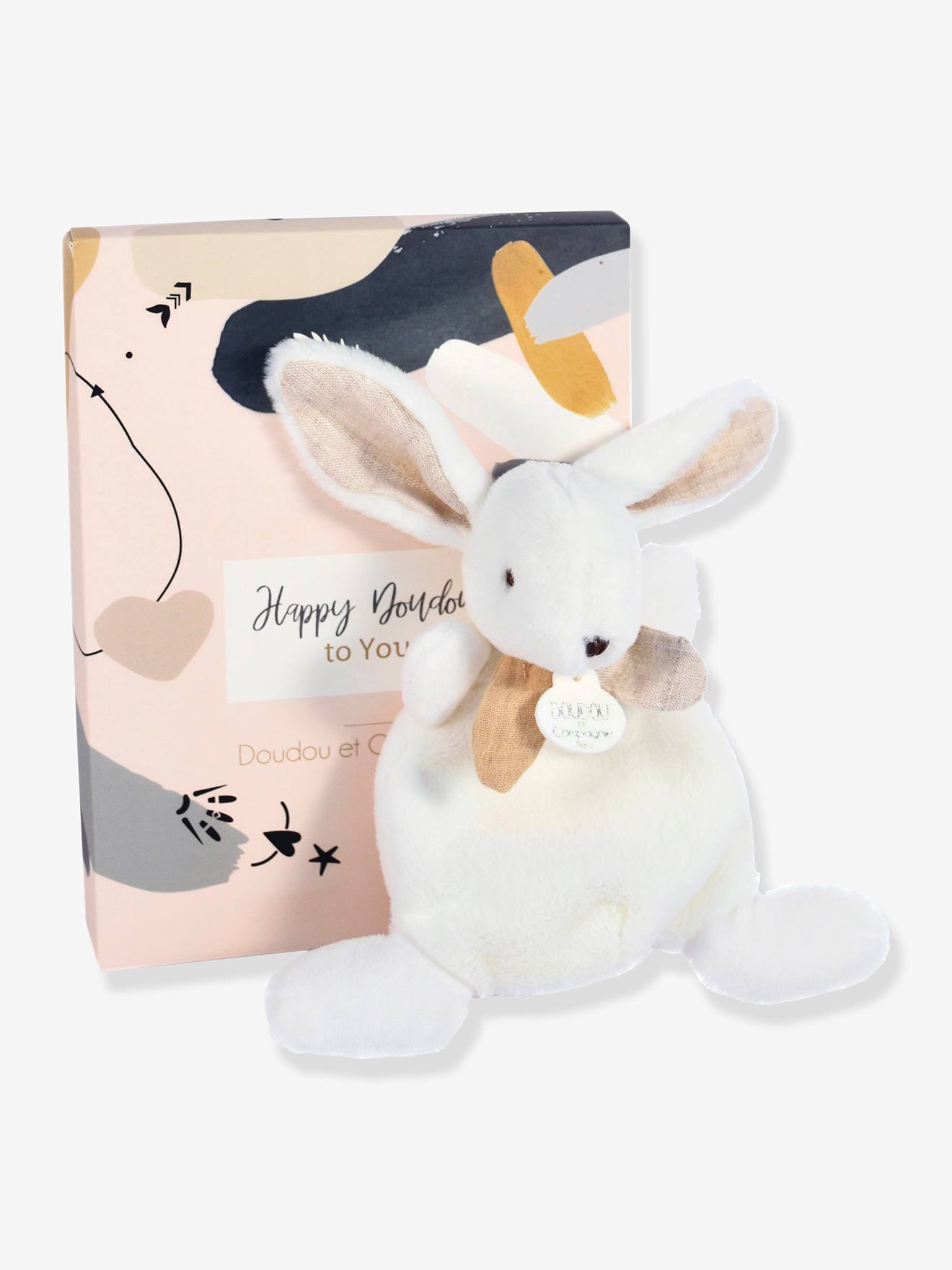 Happy knuffel plat 17cm - DOUDOU ET COMPAGNIE beige