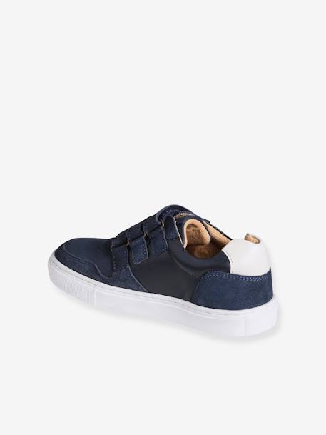 Sneakers met klittenband voor jongens bruin+marineblauw - vertbaudet enfant 