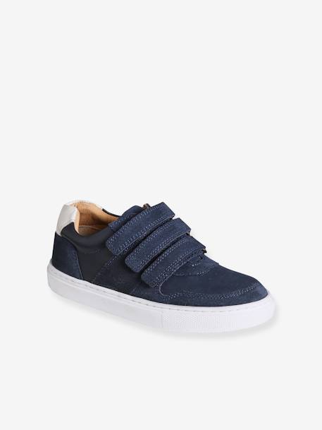 Sneakers met klittenband voor jongens bruin+marineblauw - vertbaudet enfant 