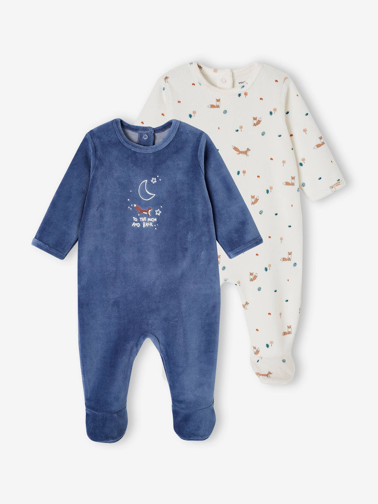 Set van 2 fluwelen slaappakjes