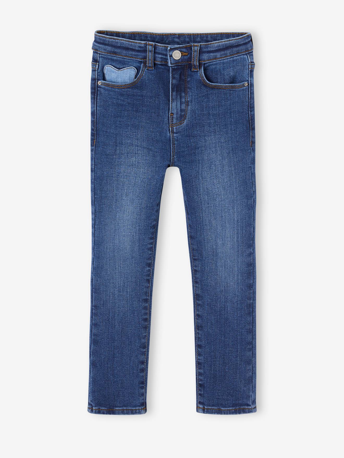 Slim meisjesjeans smal donkerblauw