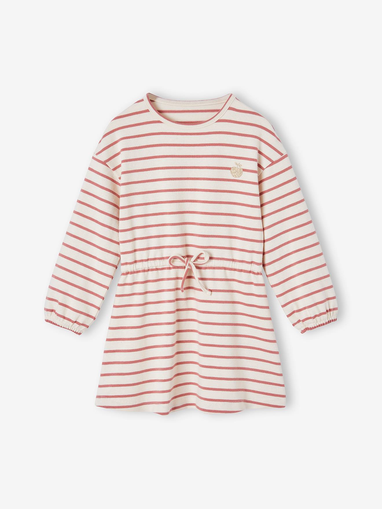 Getailleerde streepjesjurk terracotta