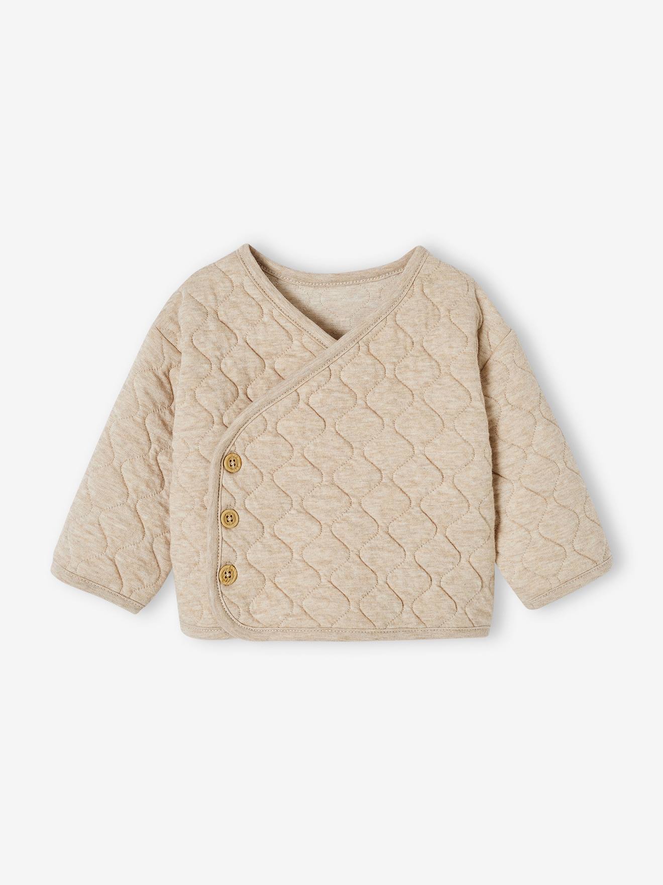 Cardigan met gekruiste opening voor pasgeborenen gemêleerd beige