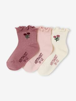 -Set van 3 paar sokjes met bloemen voor babymeisje