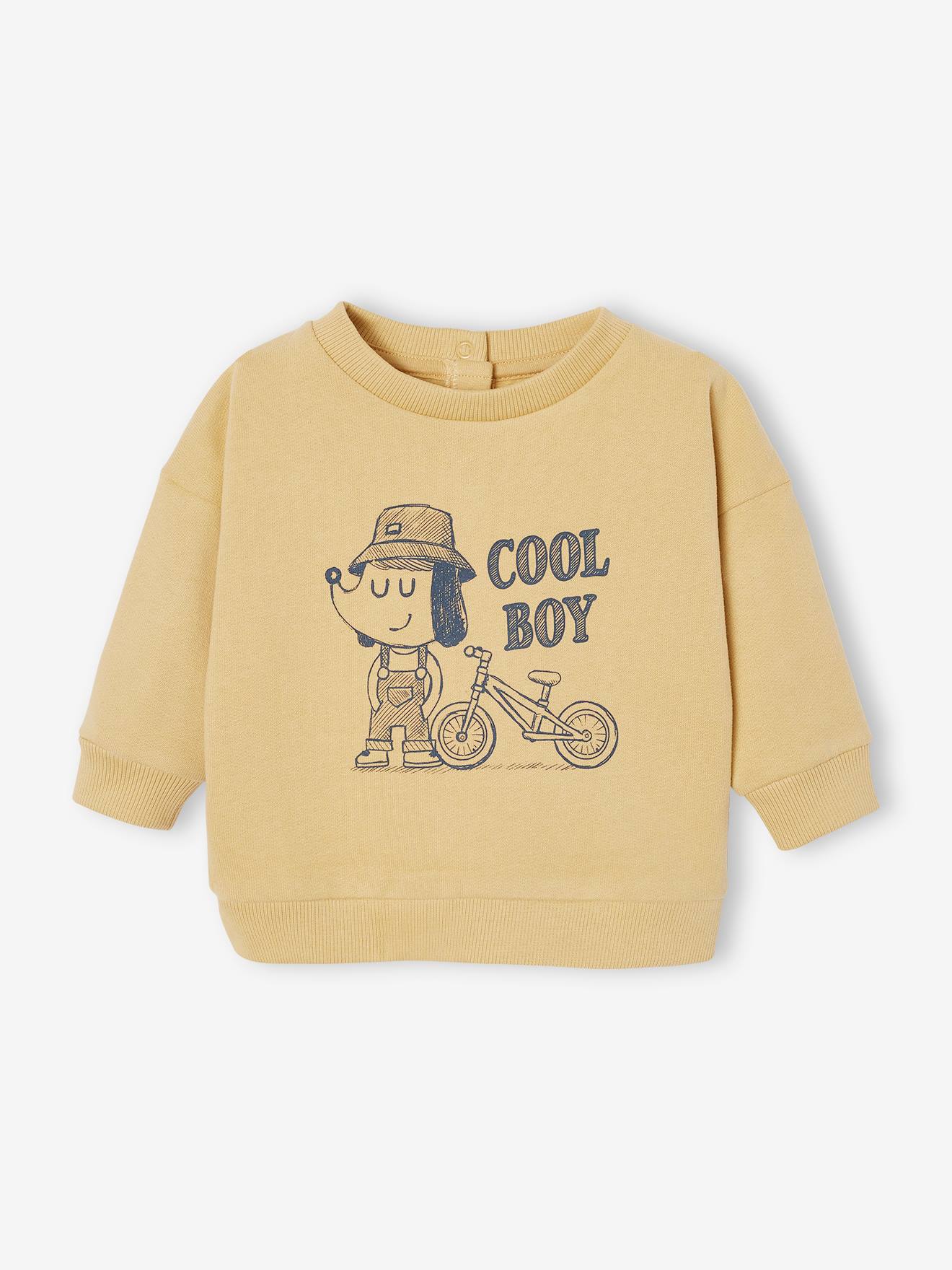Sweatshirt Basics dierenmotief voor baby's okergeel