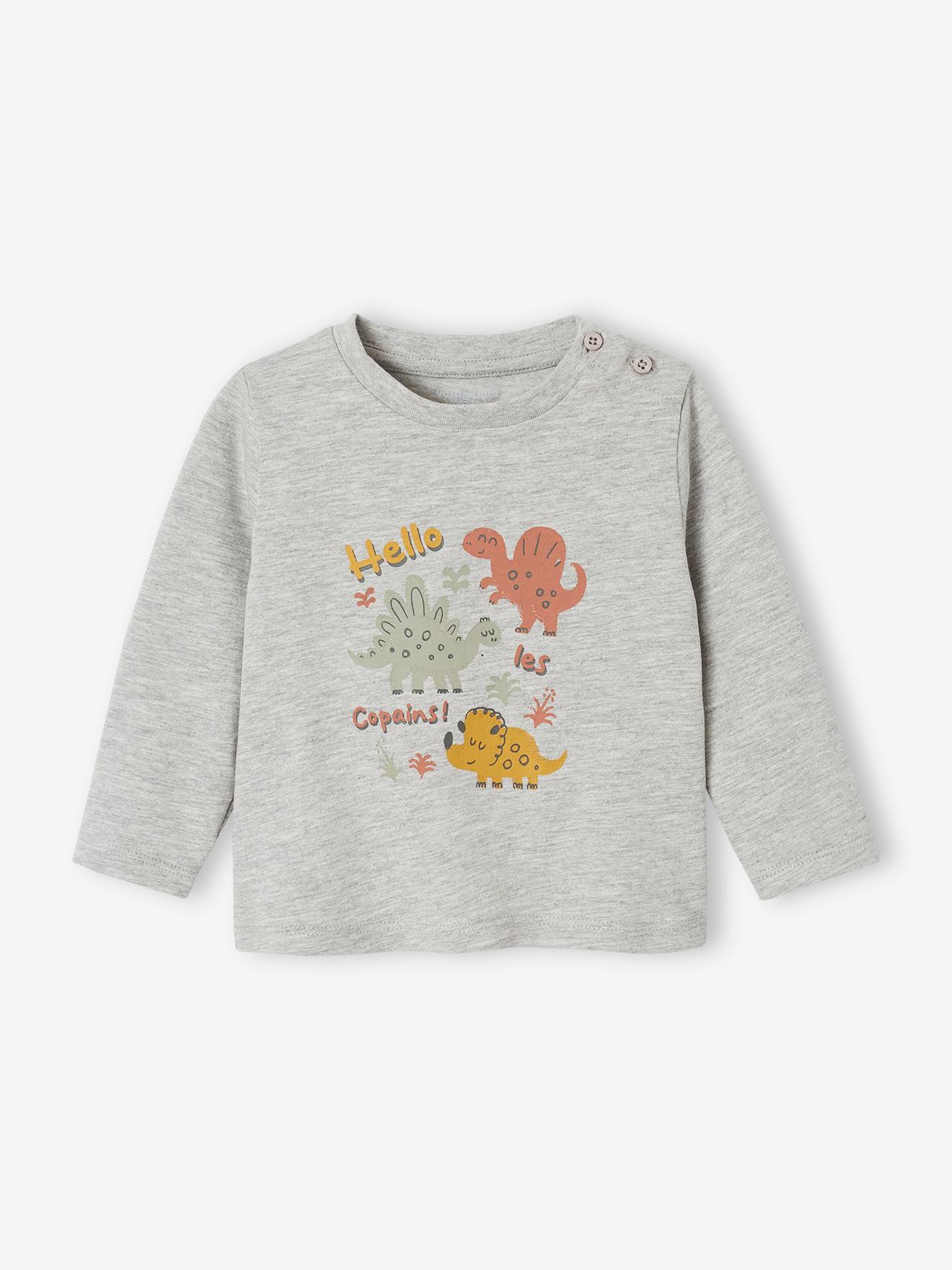 Decoratief T-shirt babyjongen gemêleerd grijs