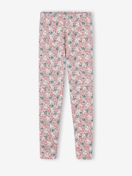 Bedrukte legging voor meisjes beige+blauw, bedrukt+roze (poederkleur)+smaragdgroen - vertbaudet enfant 