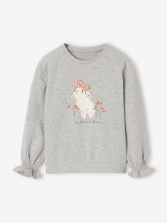 Meisje-Trui, vest, sweater-Sweatshirt met dierenmotief en sierdetails meisjes