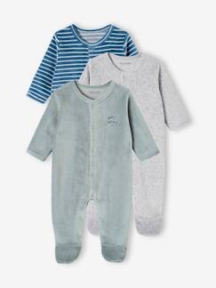 Baby-Pyjama, surpyjama-Set van 3 fluwelen slaappakjes met opening voor