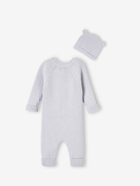 Babyset met tricot overal en bijpassende muts met oortjes lichtblauw - vertbaudet enfant 