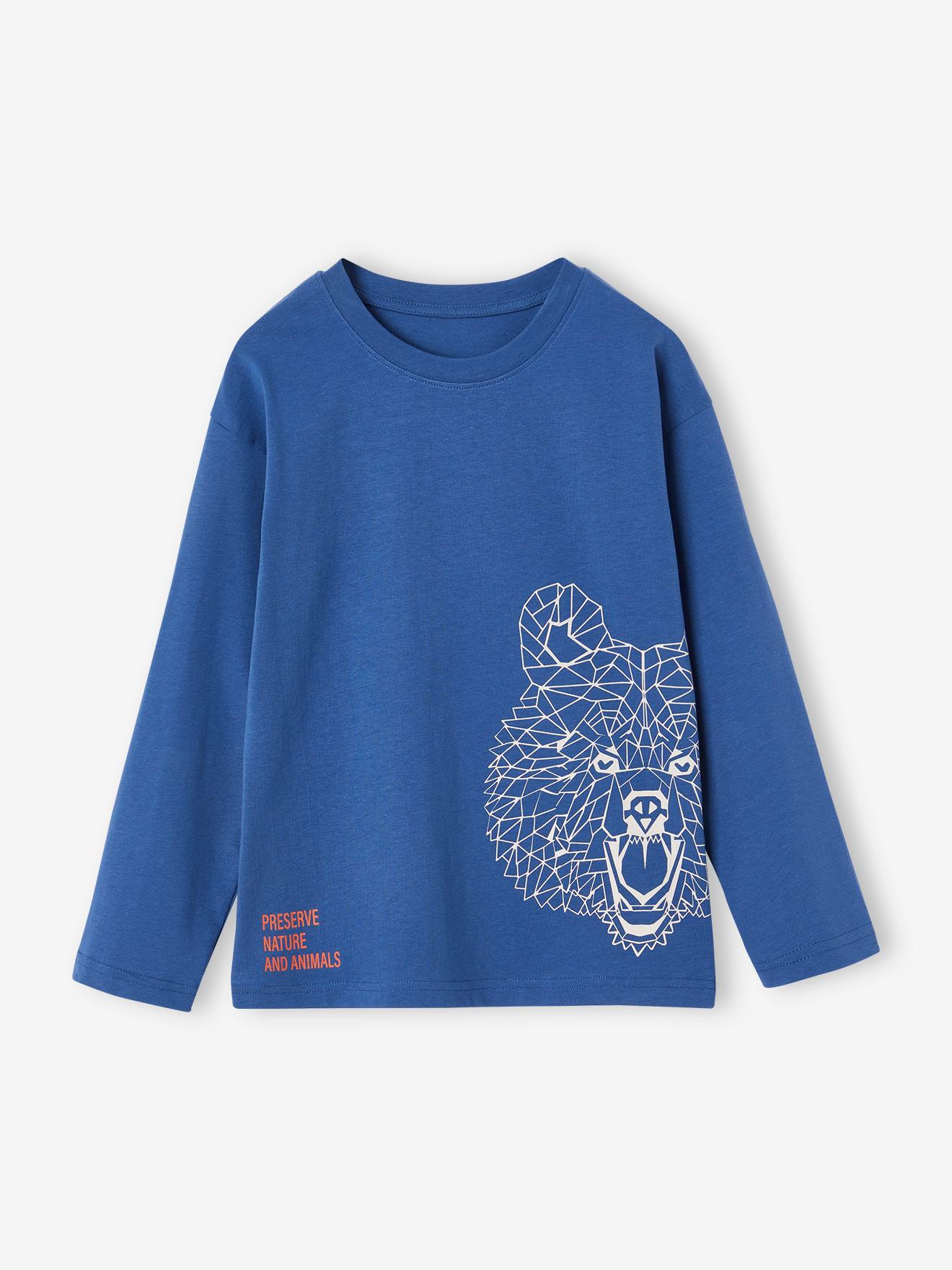 Jongensshirt met grappig dierenmotief blauw