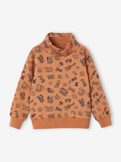 Jongens-Trui, vest, sweater-Sweater-Sweater met snoodkraag en print