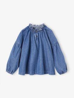 -Luchtige denim meisjesblouse