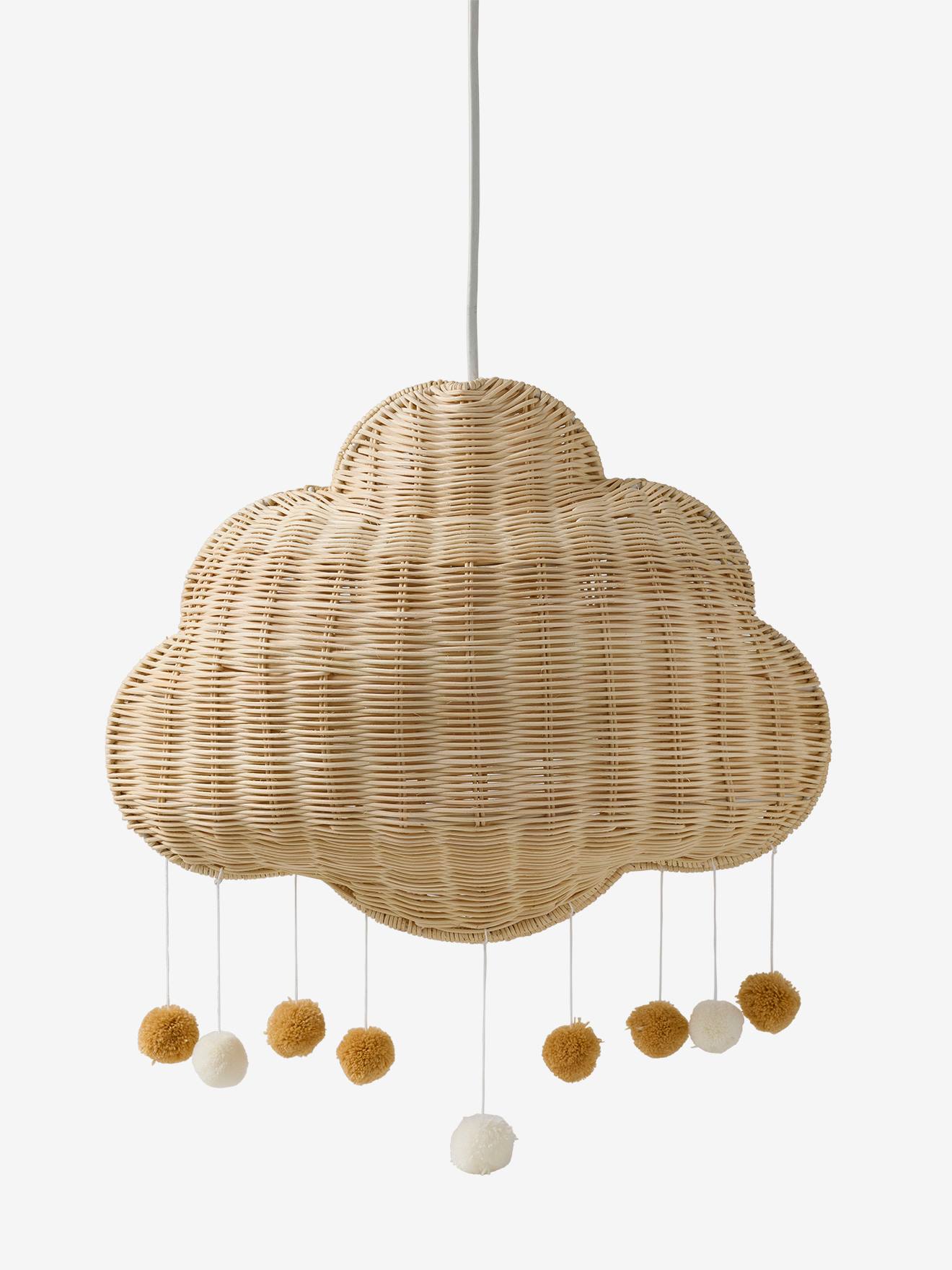 Rotan lampenkap wolk goudbeige