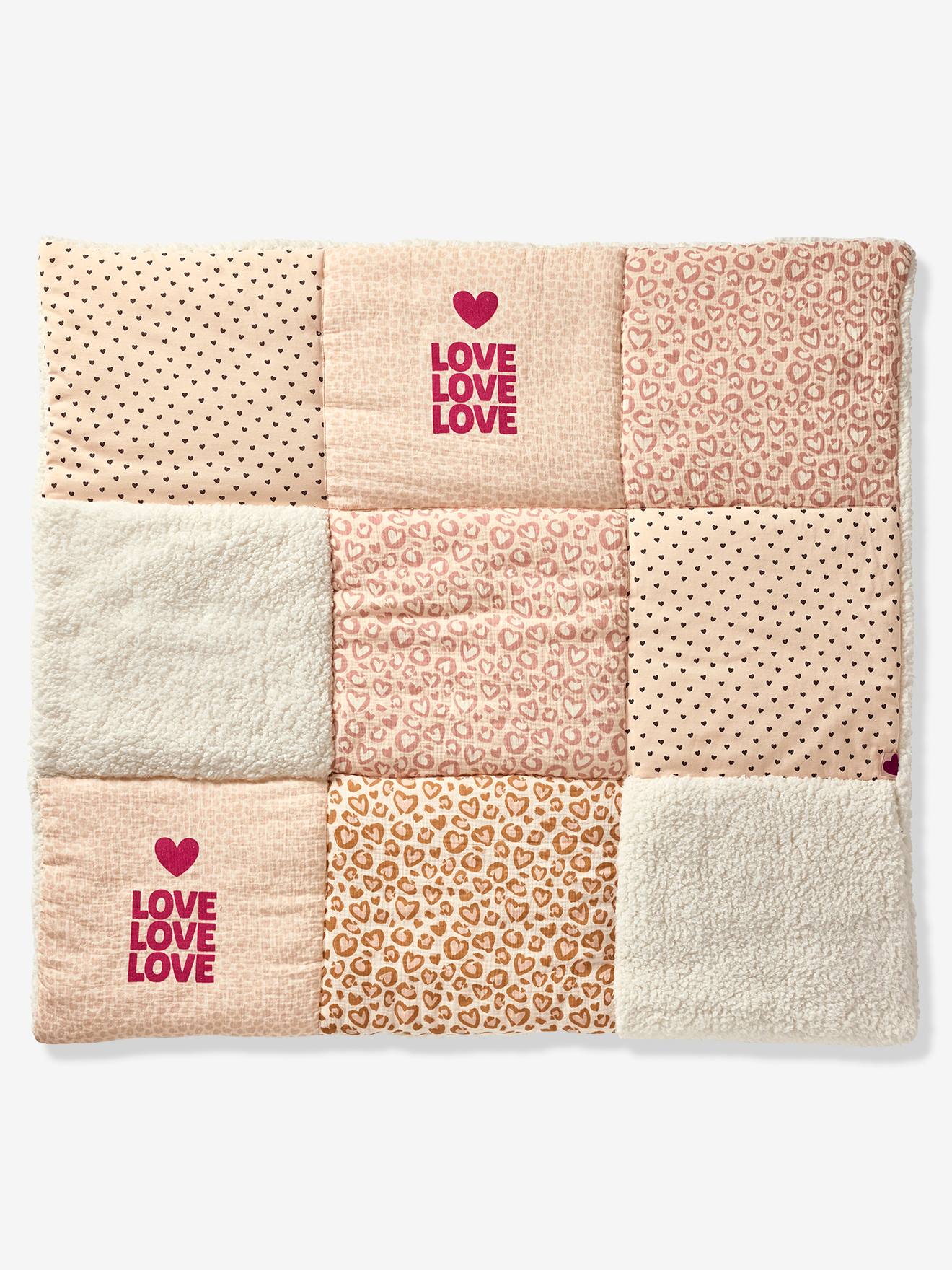 Vloermat patchwork / parkbodem LOVELY LEO roze, bedrukt
