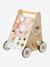 Loopwagen met houten remmen hout+rozen+wit - vertbaudet enfant 