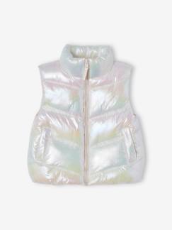 Meisje-Mantel, jas-Gewatteerde jas-Mouwloos donsjack met parelglanseffect voor meisjes