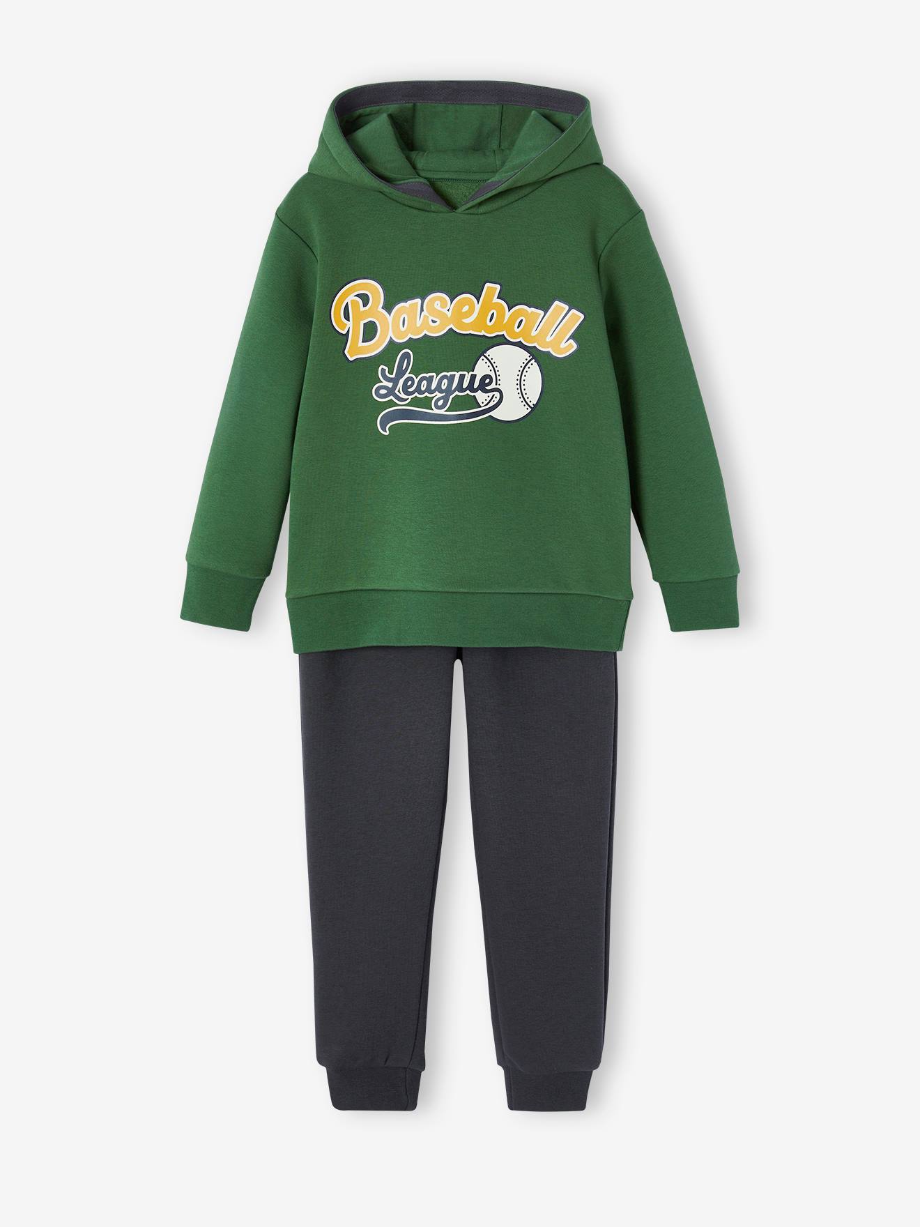 Sportset sweater met capuchon en joggingbroek jongens groen