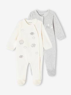 Baby-Pyjama, surpyjama-Set van 2 fluwelen babyrompertjes "schaapjes"