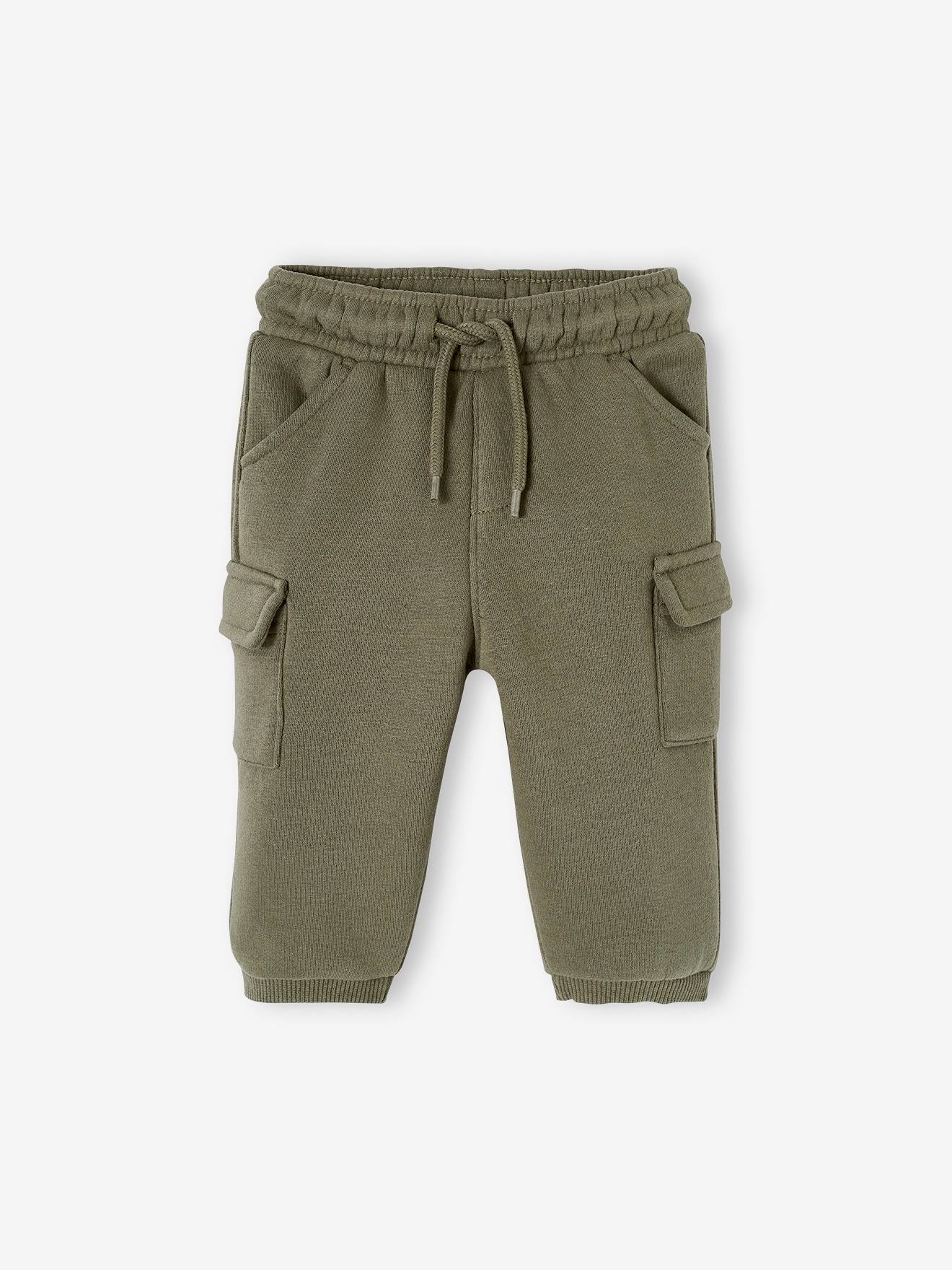 Broek van molton in battle-stijl baby kaki