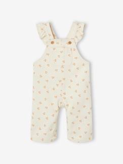 Baby-Salopette, jumpsuit-Tuinbroek met bloemmotief en ruches babymeisje