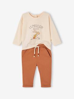 -Set T-shirt + fleece broek, voor baby's, personaliseerbaar