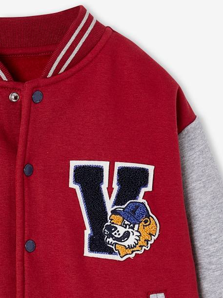 Teddy-sweatshirt in fleece voor jongens met lusbadge. dennen+hazelnoot+marineblauw+rood - vertbaudet enfant 