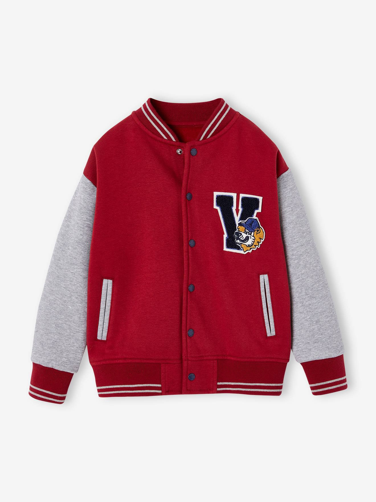 Teddy-sweatshirt in fleece voor jongens met lusbadge. rood