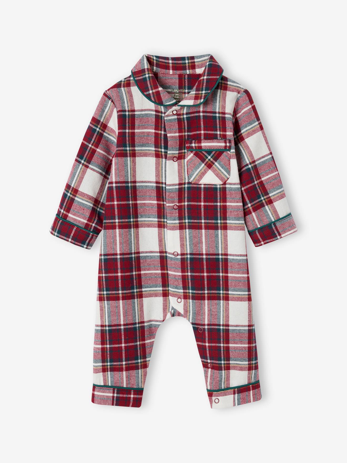 Geruite kerstpyjama voor baby's familie-capsulecollectie rood, geruit